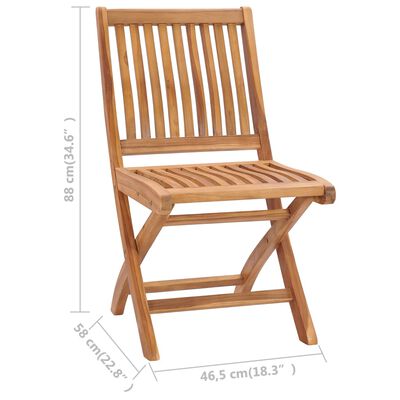 vidaXL Folding Patio Chairs 2 pcs Solid Teak Wood