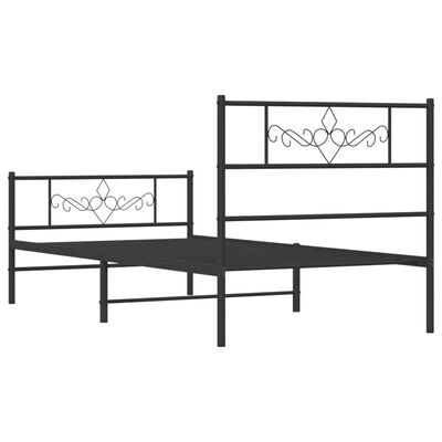 vidaXL Metal Bed Frame without Mattress with Footboard Black 39.4"x74.8"