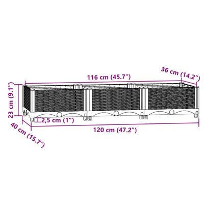 vidaXL Raised Bed 47.2"x15.7"x9.1" Polypropylene