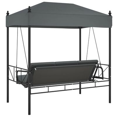 vidaXL Patio Swing Bench with Canopy Dark Gray Steel