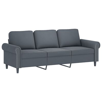 vidaXL 3-Seater Sofa Dark Gray 70.9" Velvet