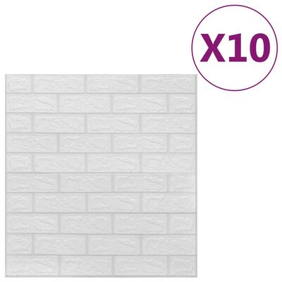 vidaXL 3D Wallpaper Bricks Self-adhesive 10 pcs White