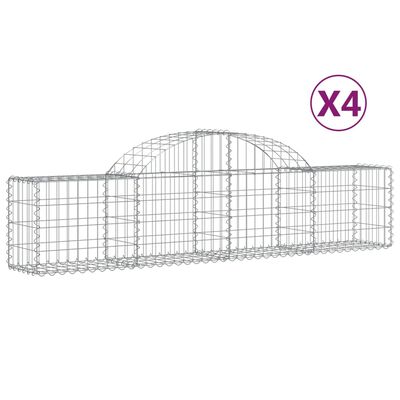 vidaXL Arched Gabion Baskets 4 pcs 78.7"x11.8"x15.7"/23.6" Galvanized Iron