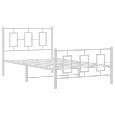 vidaXL Metal Bed Frame without Mattress with Footboard White 39.4"x78.7"