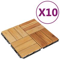 vidaXL Decking Tiles 10 pcs 11.8"x11.8" Solid Wood Teak