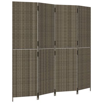 vidaXL Room Divider 4 Panels Gray Poly Rattan