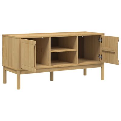 vidaXL TV Stand FLORO Wax Brown 44.9"x16.9"x21.7" Solid Pine Wood