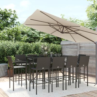 vidaXL 11 Piece Patio Bar Set Black Poly Rattan