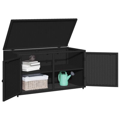 vidaXL Patio Storage Cabinet Black 43.3"x21.7"x23.8" Poly Rattan