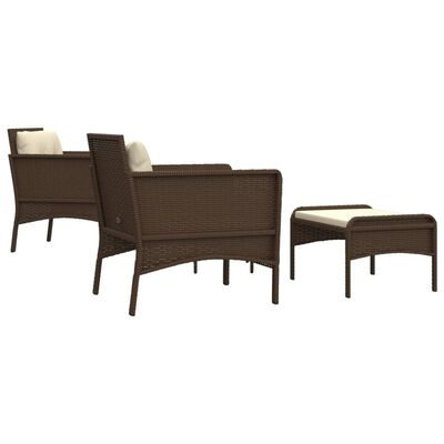 vidaXL 5 Piece Patio Lounge Set with Cushions Brown Poly Rattan