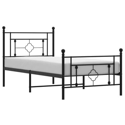 vidaXL Metal Bed Frame without Mattress with Footboard Black 39.4"x78.7"