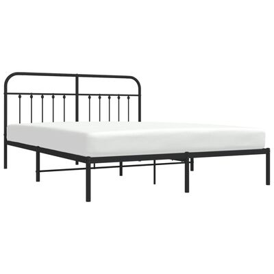 vidaXL Metal Bed Frame without Mattress with Headboard Black 72"x83.9"