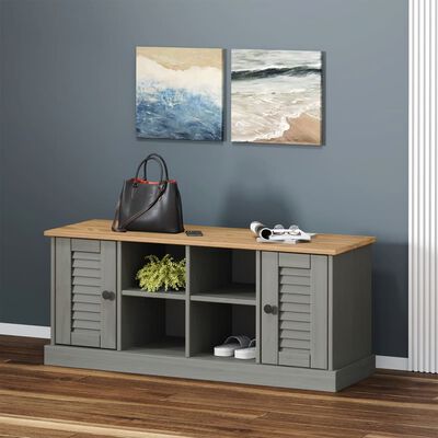 vidaXL Shoe Bench VIGO Gray 41.7"x13.8"x17.7" Solid Wood Pine