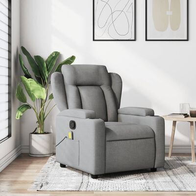 vidaXL Massage Recliner Chair Light Gray Fabric