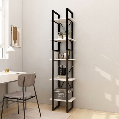 vidaXL 5-Tier Book Cabinet White 15.7"x11.8"x68.9" Pinewood