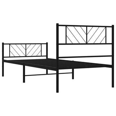 vidaXL Metal Bed Frame without Mattress with Footboard Black 39.4"x78.7"