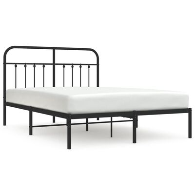 vidaXL Metal Bed Frame without Mattress with Headboard Black 59.1"x78.7"