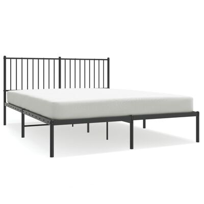 vidaXL Metal Bed Frame with Headboard Black 59.8"x78.7"