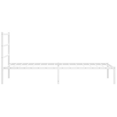 vidaXL Metal Bed Frame without Mattress with Headboard White 39.4"x78.7"