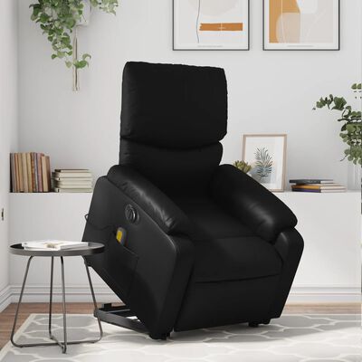 vidaXL Electric Stand up Massage Recliner Chair Black Faux Leather