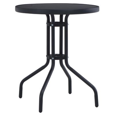 vidaXL Patio Table Black 31.5" Steel and Glass