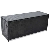 vidaXL Patio Storage Box Black 59"x19.7"x23.6" Poly Rattan