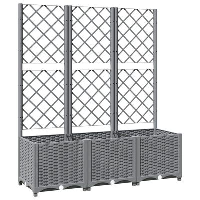 vidaXL Garden Planter with Trellis Light Gray 47.2"x15.7"x53.5" PP