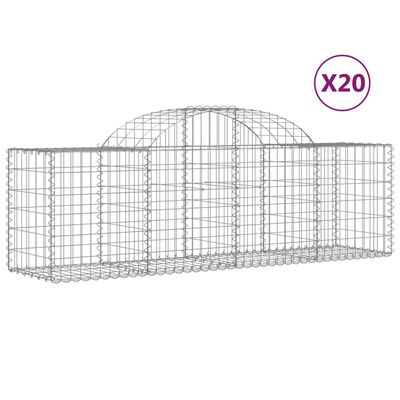 vidaXL Arched Gabion Baskets 20 pcs 78.7"x19.7"x23.6"/31.5" Galvanized Iron