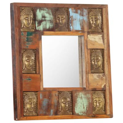 vidaXL Mirror with Buddha Cladding 19.7"x19.7" Solid Reclaimed Wood