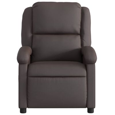 vidaXL Massage Recliner Chair Dark Brown Real Leather