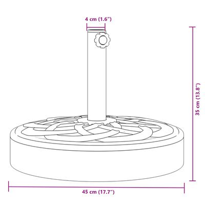 vidaXL Parasol Base for Ø1.5"/1.9" Poles 55.1 lb Round