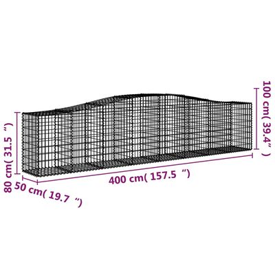 vidaXL Arched Gabion Baskets 6 pcs 157.5"x19.7"x31.5"/39.4" Galvanized Iron