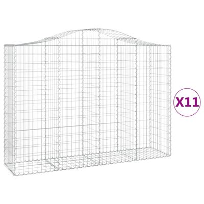 vidaXL Arched Gabion Baskets 11 pcs 78.7"x19.7"x55.1"/63" Galvanized Iron