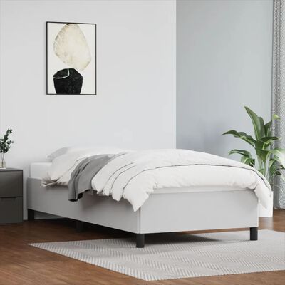 vidaXL Bed Frame White 39.4"x79.9" Twin XL Faux Leather