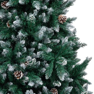 vidaXL Artificial Christmas Tree with Pine Cones and White Snow 7 ft