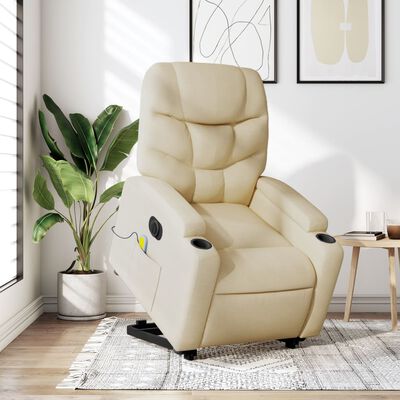 vidaXL Electric Stand up Massage Recliner Chair Cream Fabric