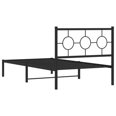 vidaXL Metal Bed Frame without Mattress with Headboard Black 39.4"x78.7"