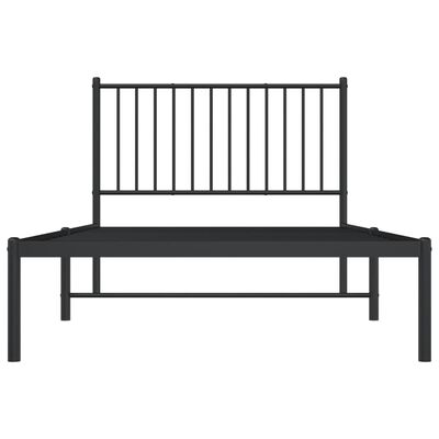 vidaXL Metal Bed Frame without Mattress with Headboard Black 39.4"x74.8"