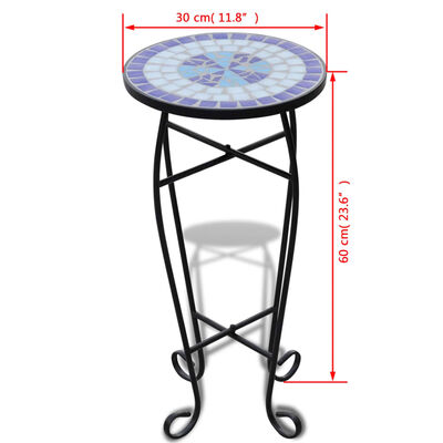 vidaXL Mosaic Side Table Plant Table Blue White