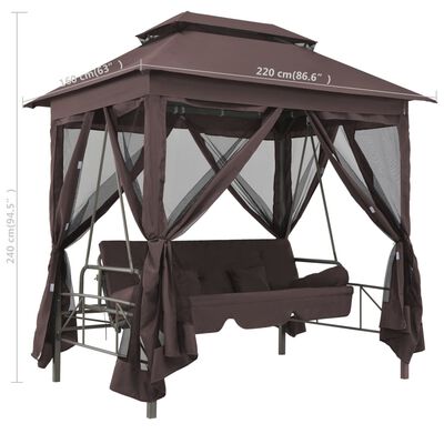 vidaXL Gazebo Convertible Swing Bench Coffee