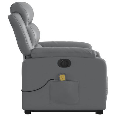 vidaXL Electric Stand up Massage Recliner Chair Gray Faux Leather