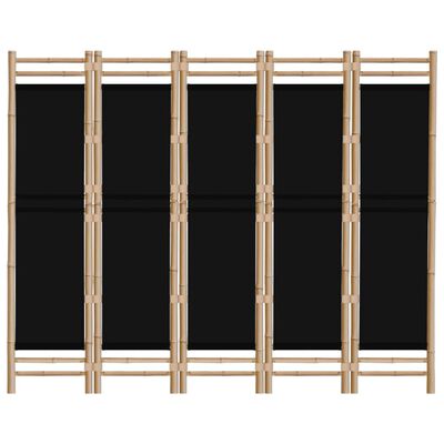 vidaXL Folding 5-Panel Room Divider 78.7" Bamboo and Canvas