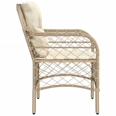 vidaXL Patio Chairs with Cushions 2 pcs Beige Poly Rattan