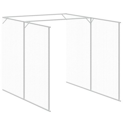 vidaXL Dog House with Run Light Gray 65"x179.1"x71.3" Galvanized Steel