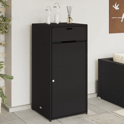 vidaXL Patio Storage Cabinet Black 21.7"x21.7"x43.7" Poly Rattan