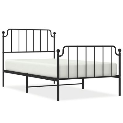 vidaXL Metal Bed Frame without Mattress with Footboard Black 39.4"x74.8"