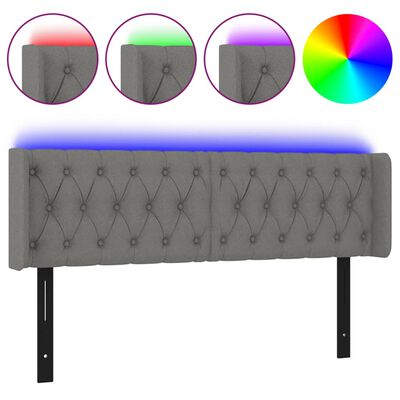 vidaXL LED Headboard Dark Gray 57.9"x6.3"x30.7"/34.6" Fabric