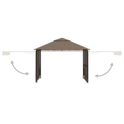 vidaXL Gazebo with Double Extending Roofs 9.8'x9.8'x9' Taupe 0.6 oz/ft²