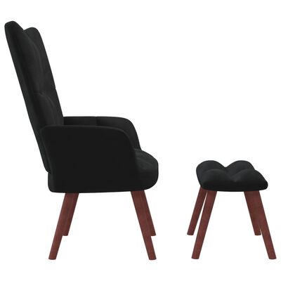 vidaXL Relaxing Chair with a Stool Black Velvet