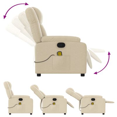 vidaXL Massage Recliner Chair Cream Fabric